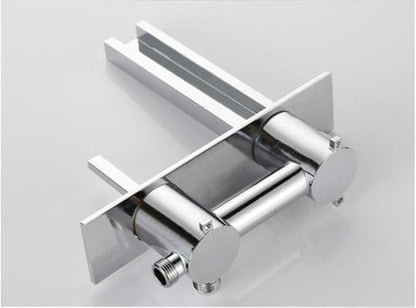Brush Gold Wall Mounted Single Lever hot Cold Basin Faucet Brush Gold Black Toilet Sink Faucet Waterfall Crane Mixer