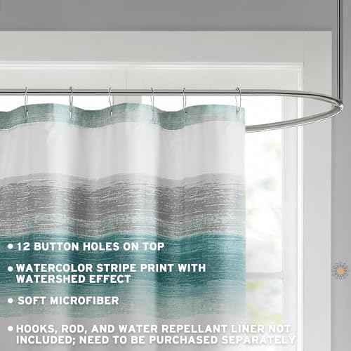 Madison Park Saben Shower Curtain for Bathroom, 72 x 72, Aqua/Grey