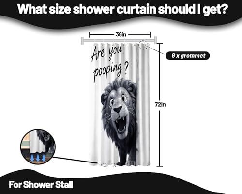 Small Stall Shower Curtain Rv are You Pooping Lion, 36 x 72 Inchs