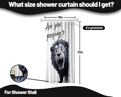 Small Stall Shower Curtain Rv are You Pooping Lion, 36 x 72 Inchs