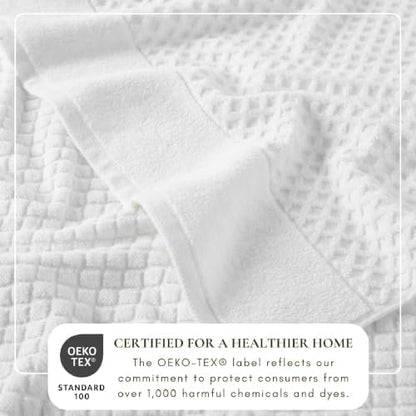 Great Bay Home Bath Towels - 100% Cotton 6 Piece Bath Sheet Set - Diamond Waffle Weave - Absorbent, Durable, Quick-Dry Towels for Bathroom (Optic White)
