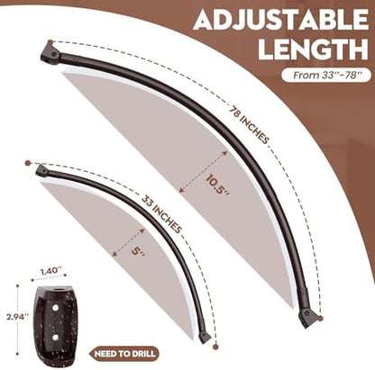 Bronze Curved Shower Curtain Rod 33-78 Inches Adjustable Shower Rods Curved Round Bowed Rust proof, Premium Stainless Steel Need To Drill Shower Curtain Rod for Bathroom, Bathtub, Stall