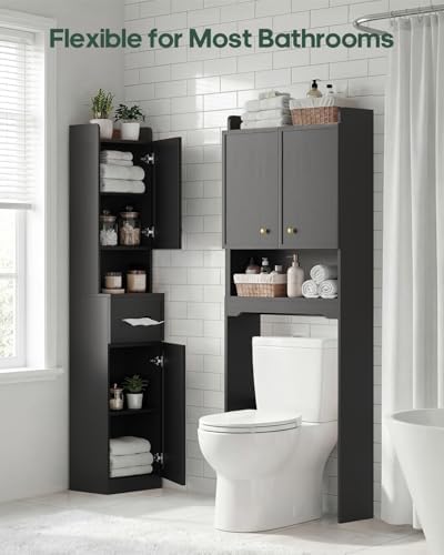 7-Tier Over Toilet Storage Cabinet, 2-in-1, Separable Bathroom Storage