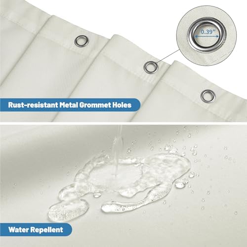 2 Pack Water-Repellent Fabric Shower Curtain Liner, 72x72 Cream