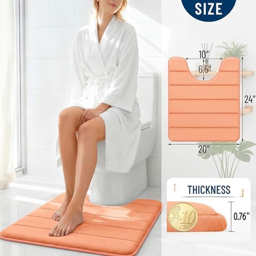 OLANLY Memory Foam Toilet Rugs U Shaped 24x20, Super Soft and Absorbent
