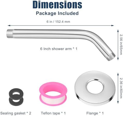 Shower Arm with Flange, 6 Inch, Chrome
