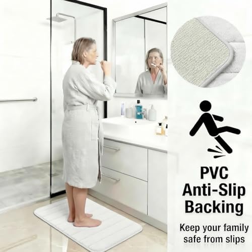 Memory Foam Bath Mat Set 3 Piece，Super Soft Absorbent Bathroom Rug Non Slip, Quick Dry,Machine Wash, Perfect Plush Bathroom Rugs,Home Decor Accessories,White