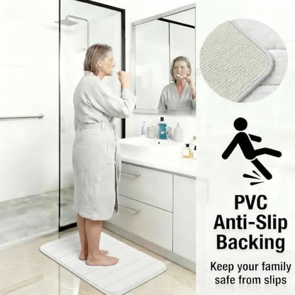 Memory Foam Bath Mat Set 3 Piece，Super Soft Absorbent Bathroom Rug Non Slip, Quick Dry,Machine Wash, Perfect Plush Bathroom Rugs,Home Decor Accessories,White