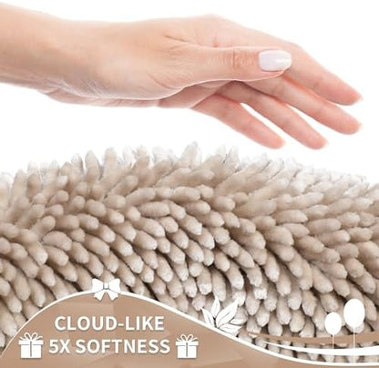 Yimobra Chenille Bathroom Rugs Non Slip, Extra Thick Soft Absorbent Bath Rug 31.5x20 Inch, Machine Washable Quick Dry Bath Mat for Bathroom Floor, Tub and Shower, Home Decor Accessories, Khaki