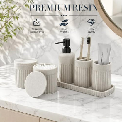 INIUNIK Bathroom Accessory Set, 6 Pieces, Beige