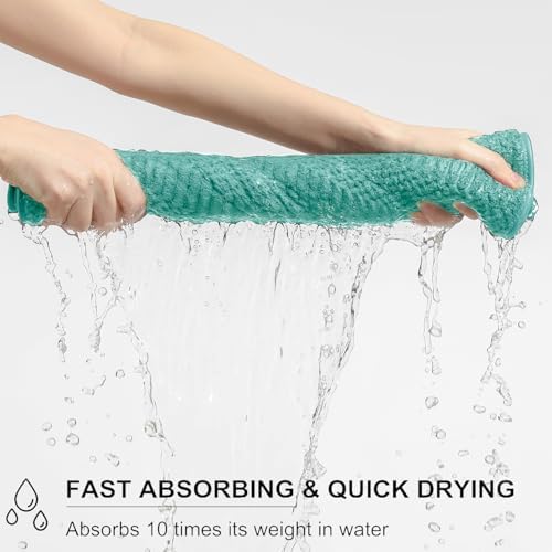 Ycosy 4 Pack Extra Large Microfiber Bath Towels Set,35x70 inches,600GSM,Less Lint Highly Absorbent Super Soft & Quick Dry,Oversized Bath Towels,Perfect for Bathroom Gym Pool,Teal Blue