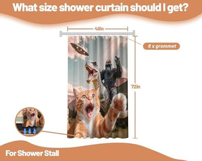 Small Stall Shower Curtain Rv Funny Cat, 48 x 72 Inchs
