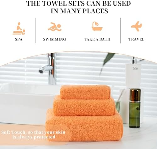 MICROFI New Microfiber Bath Towel Set, 3 Piece, Oversize, Quick Dry, Lint Free, Includes Body, Hand and Face Towels