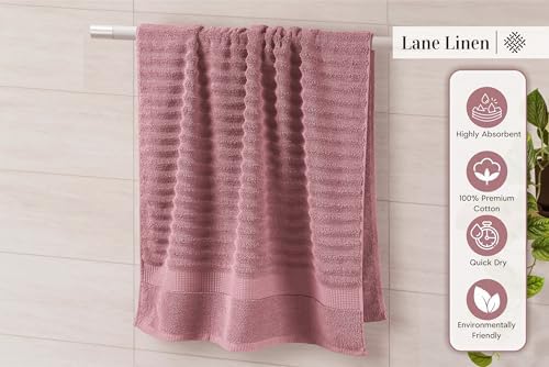 LANE LINEN Bath Towel Set Absorbent Quick Dry 100% Cotton - Wishful Mauve