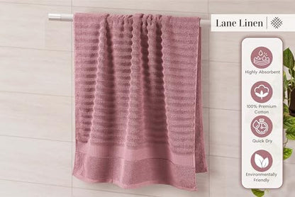 LANE LINEN Bath Towel Set Absorbent Quick Dry 100% Cotton - Wishful Mauve