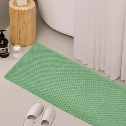 ZALL Sage Green Waffle Bath Mat,Super Absorbent Non Slip Bathroom Rug, 24x60inch, Machine Washable Ultra Soft Floor Mats