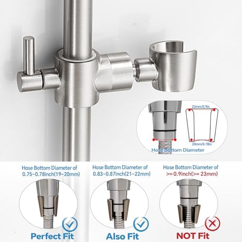 Shower Slide Bar Adjustable Handheld Shower Head Holder Wall Mount - 30inch All-Metal Shower Head Slide Bar Compatible with Bathroom Drill Free Glue Installation - Brushed