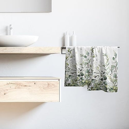 Sage Green Eucalyptus Hand Towels Set of 2 Watercolor Plant Leaves with Floral Fingertip Towels Soft Kitchen Dish Towel for Bathroom Laundry Room Spa Decor