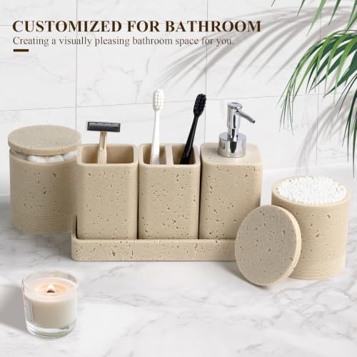 YMXYJM Bathroom Accessories Set 6 Piece Soap Dispenser Set Travertine Beige