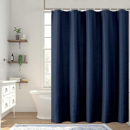 Aiyufeng Moga Navy Blue Shower Curtain 72 Inch Long for Bathroom