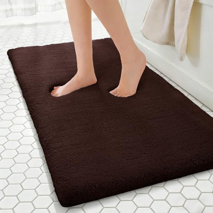 MINIDEAR Bathroom Rugs 60x24 Dark Brown - Thick Memory Foam Bath Mat, Ultra Soft & Plush Fluffy, Non-Slip, Quick Dry, Absorbent Washable Floor Microfiber Mat for Tub, Home Decor Accessories