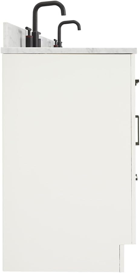 ARIEL Hepburn 60-inch Bathroom Vanity with Sink,Solid Wood, 0.75-inch Italian Carrara Marble Countertop, Double Rectangular Porcelain Sink, 4 Soft Closing Doors, 6 Dovetail Drawers, White