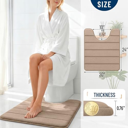 OLANLY Memory Foam Toilet Rugs U Shaped 24x20, Super Soft and Absorbent