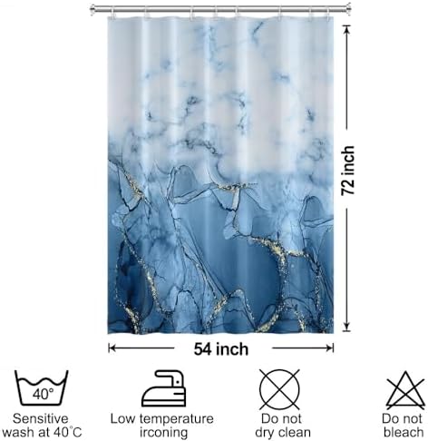 Light Blue Marble RV Stall Waterproof Shower Curtain 54x72 inches