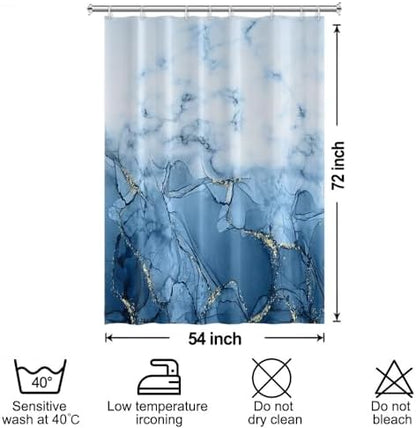 Light Blue Marble RV Stall Waterproof Shower Curtain 54x72 inches