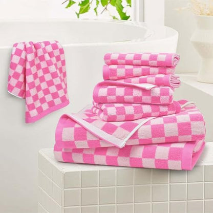 Pink Bath Towel Set for Bathroom Decor, 8-Piece Soft & Absorbent Cottons