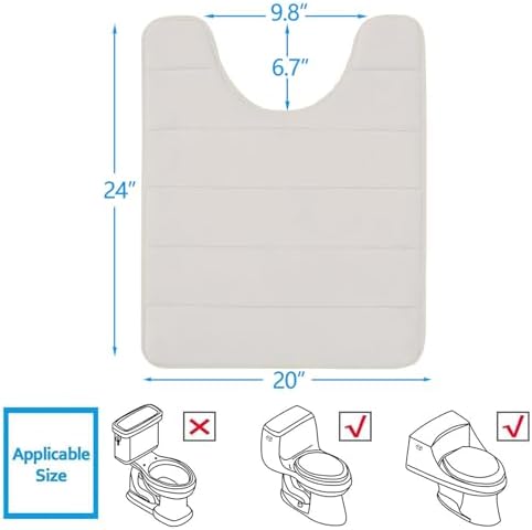 Buganda Memory Foam U-Shaped Toilet Rugs 24 x 20, Absorbent Bathroom mat