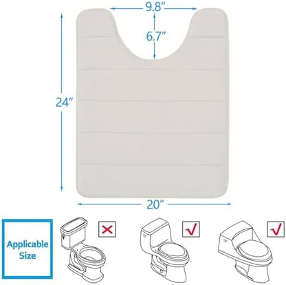 Buganda Memory Foam U-Shaped Toilet Rugs 24 x 20, Absorbent Bathroom mat