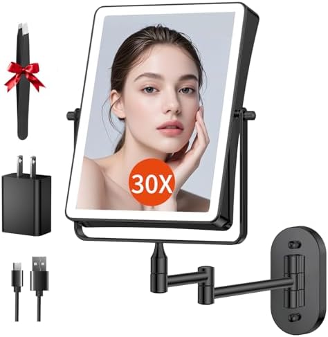 FUNTOUCH 5000mAh Rechargeable Wall Mounted Makeup Mirror with Lights
