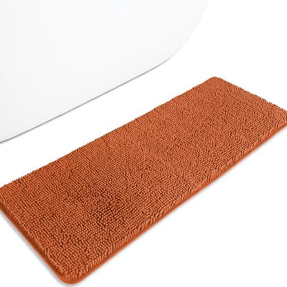 Bathroom Runner Rug 47 x 17 Inch – Long Bath Mat | Absorbent and Washable Thick Chenille Bath Rug Non-Slip Runner Rug for Bathroom, Shower, Sink(Burnt Orange)