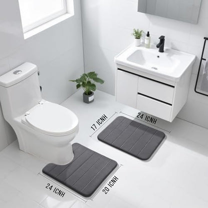 Yimobra Memory Foam Bathroom Mat Set, 24 x 17 & 24 x 20 in, Dark Gray