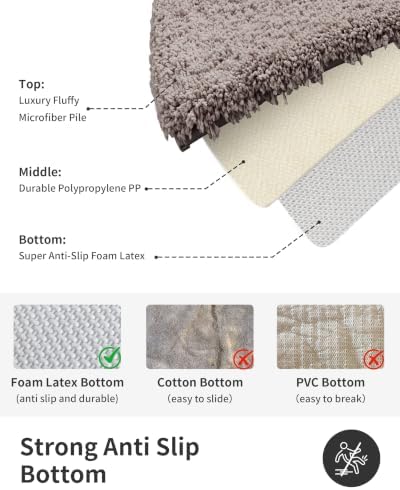 ILANGO Camel Bathroom Rugs 60" × 24" Non Slip & Super Absorbent Extra Thick Soft, Washable Bath Carpet Runner for Floor, Microfiber Plush Shaggy Bath Mats with Tub for Droom Bathtub Shower Room