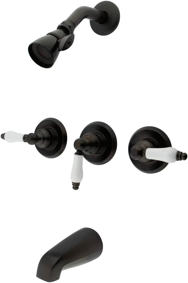 Kingston Brass KB235PL Tub and Shower Faucet with Three Lever Handles, Oil Rubbed Bronze