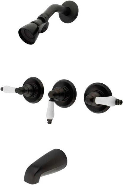 Kingston Brass KB235PL Tub and Shower Faucet with Three Lever Handles, Oil Rubbed Bronze
