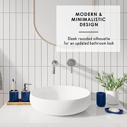 Clara Clark Bathroom Set - Navy Bathroom Accessories Set, Bathroom Sets with Shower Curtain and Rugs, 23PC Shower Curtain Set with Liner, Soap Dispenser, Soap Dish, Toilet Brush Holder, and Trash Can