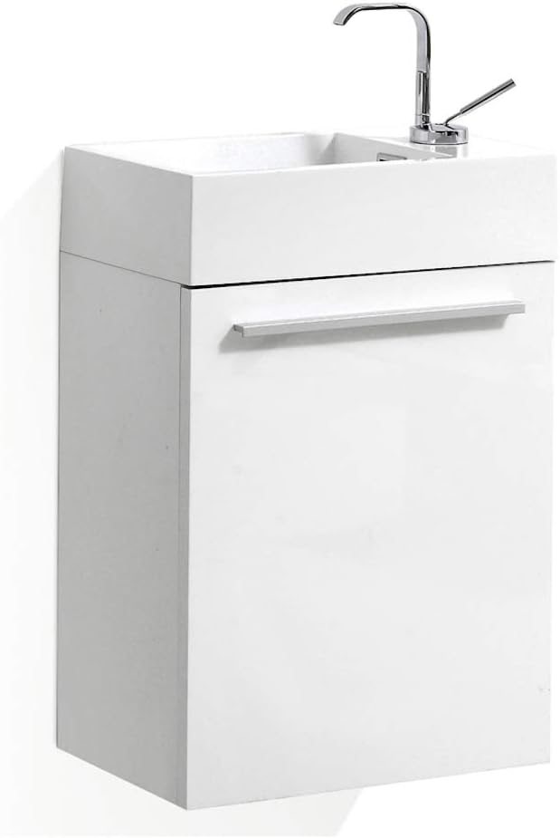 Blossom 18 Inch White Small Bathroom Vanity with Sink, Narrow Bathroom Vanity