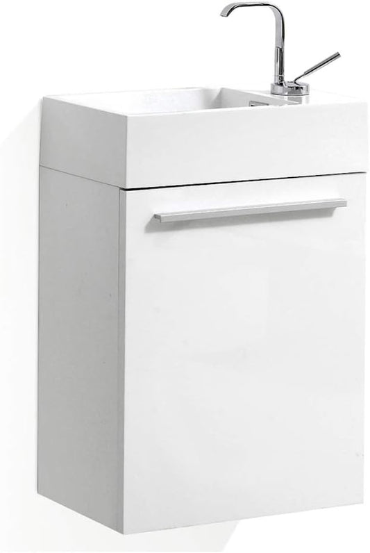 Blossom 18 Inch White Small Bathroom Vanity with Sink, Narrow Bathroom Vanity
