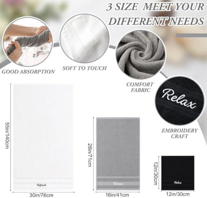 Hahafelt Decorative Bathroom Towel Set,Neutral, Relax Renew Refresh