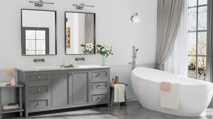Keonjinn 28x36 Inch Black Bathroom Mirror for Over Sink, Wall Mounted