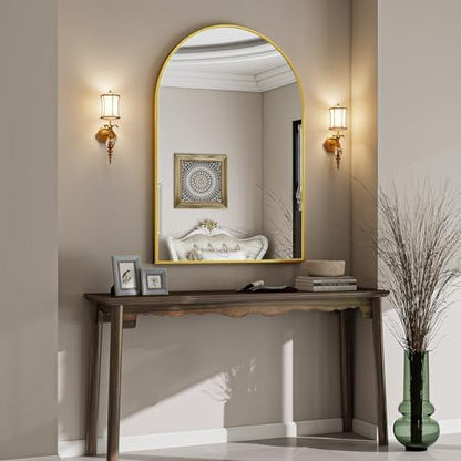 VooBang Large Arched Wall Mirror, 36 x 48 inch Arch Bathroom Mirror Gold