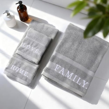 Hahafelt Decorative Bathroom Towel Set, Grey, Home Love Family