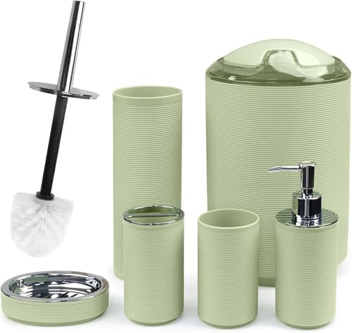 CERBIOR Bathroom Accessories Set 6 Piece Bath Ensemble（Green）