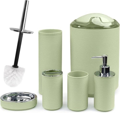 CERBIOR Bathroom Accessories Set 6 Piece Bath Ensemble（Green）