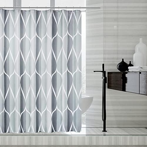 LLSCL Grey Grid Fabric Shower Curtain Liner with Magnets, Waterproof Hotel Quality, 72 x 72 Machine Washable