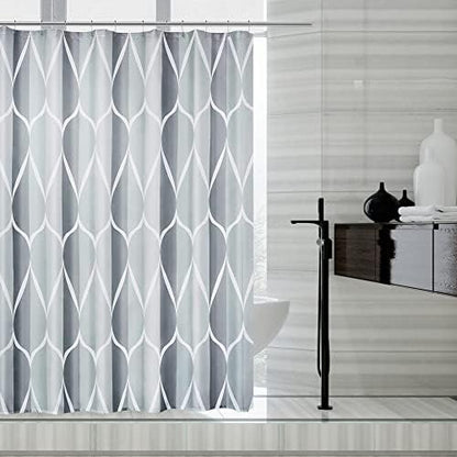 LLSCL Grey Grid Fabric Shower Curtain Liner with Magnets, Waterproof Hotel Quality, 72 x 72 Machine Washable