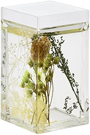 Locco Decor 5 Piece Acrylic Liquid 4D Floating Motion Bathroom Vanity Accessory Set Garden Botanic Green Plants Toothbrush Holder, Tumbler, Soap Dispenser, Soap Dish, Toiletbrush Holder Set